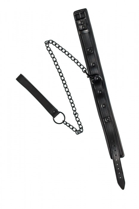 Черный ошейник с поводком Kinky - Lola Games - купить с доставкой в Коврове