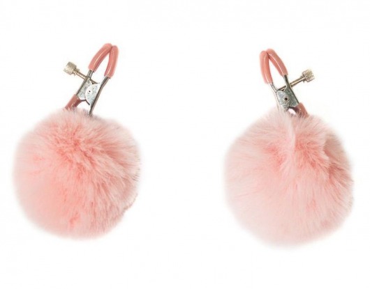 Зажимы на соски Angelic с розовыми меховыми шариками - Lola Games - купить с доставкой в Коврове