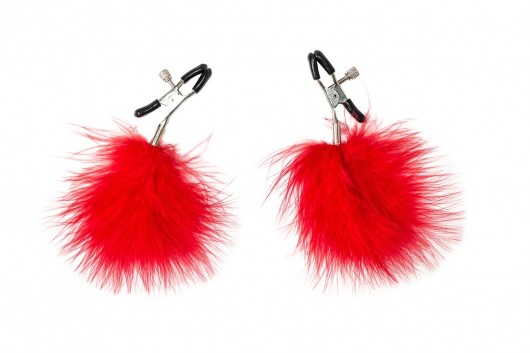 Зажимы на соски с красным пухом Euphoric - Lola Games - купить с доставкой в Коврове