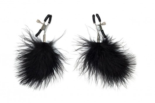 Зажимы на соски с черным пухом Euphoric - Lola Games - купить с доставкой в Коврове