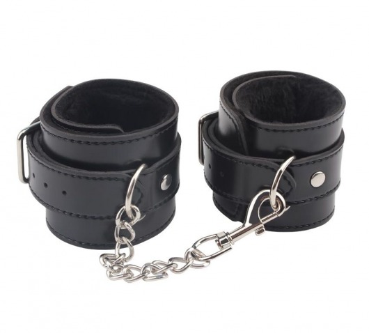 Черные оковы на ноги Obey Me Leather Ankle Cuffs - Chisa - купить с доставкой в Коврове