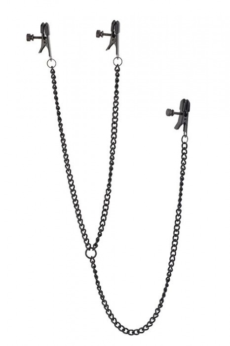 Черные зажимы на соски и клитор на цепочке DELUXE NIPPLE   CLIT CLAMPS - Dream Toys - купить с доставкой в Коврове