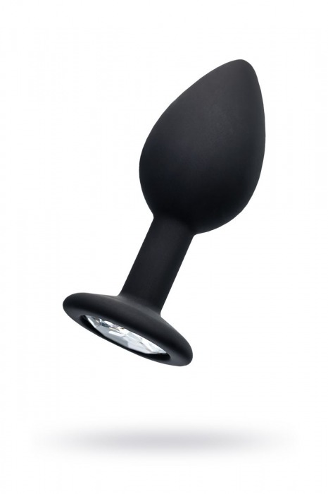 Черная анальная втулка с прозрачным стразом - 7,2 см. - POPO Pleasure - купить с доставкой в Коврове