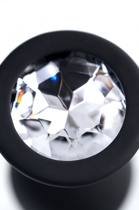 Черная анальная втулка с прозрачным стразом - 7,2 см. - POPO Pleasure - купить с доставкой в Коврове