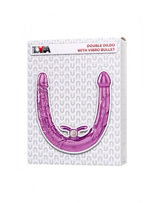 Фиолетовый двухсторонний фаллоимитатор с вибропулей - 35 см. - Toyfa Basic