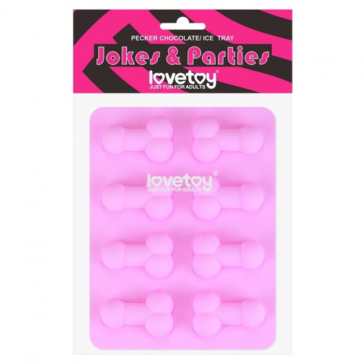 Розовая формочка для льда и шоколада Pecker Chocolate/Ice Tray - Lovetoy - купить с доставкой в Коврове