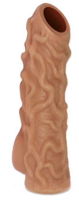 Телесная насадка с венками и открытой головкой Nude Sleeve M - 12 см. - KOKOS - в Коврове купить с доставкой
