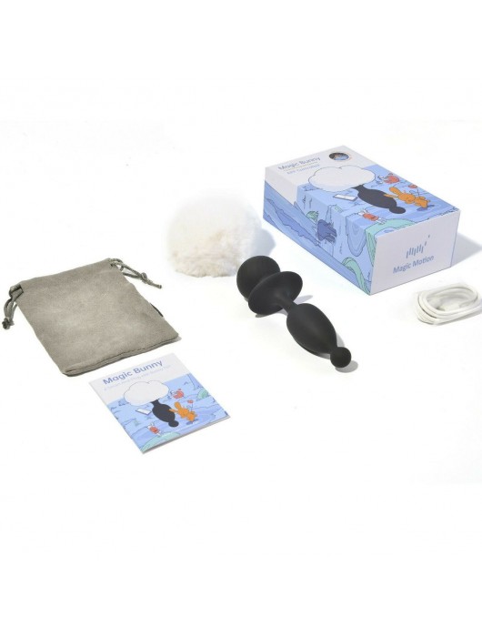 Черная анальная пробка с белым хвостиком Magic Bunny - Magic Motion