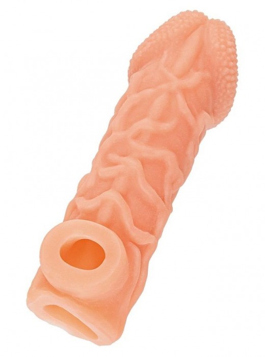Телесная закрытая насадка с венками Cock Sleeve Size L - 17,6 см. - KOKOS - в Коврове купить с доставкой