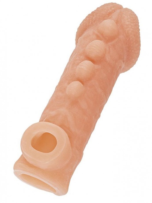 Телесная закрытая насадка с шишечками Cock Sleeve Size M - 15,6 см. - KOKOS - в Коврове купить с доставкой