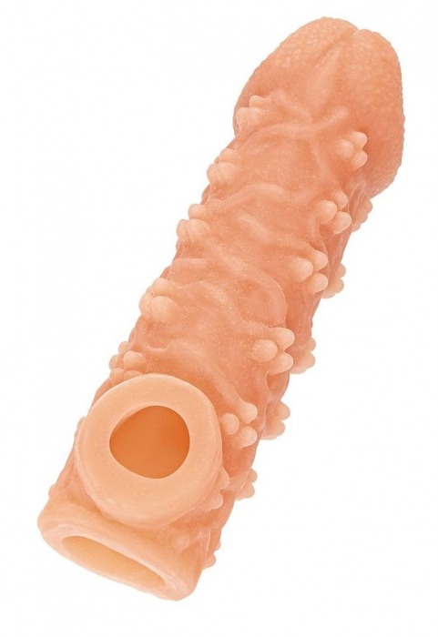 Телесная закрытая насадка с пучками шишечек Cock Sleeve Size M - 15,6 см. - KOKOS - в Коврове купить с доставкой