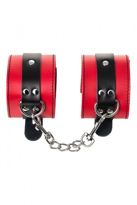 Красно-черные оковы на ноги из кожи - ToyFa - купить с доставкой в Коврове