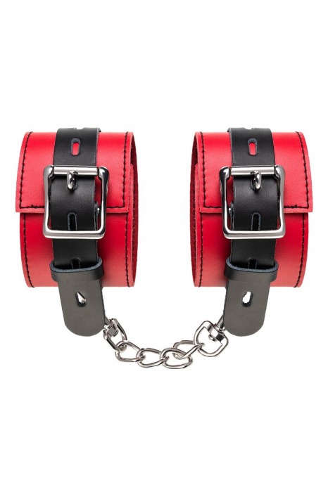 Красно-черные оковы на ноги из кожи - ToyFa - купить с доставкой в Коврове