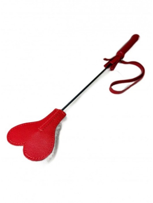 Красно-белый кожаный мини-стек - 36 см. - БДСМ Арсенал - купить с доставкой в Коврове