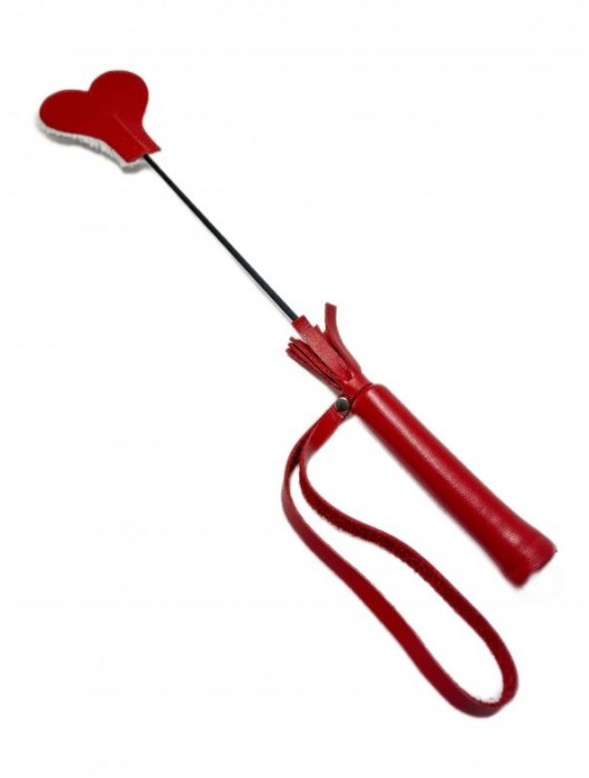 Красно-белый кожаный мини-стек - 36 см. - БДСМ Арсенал - купить с доставкой в Коврове