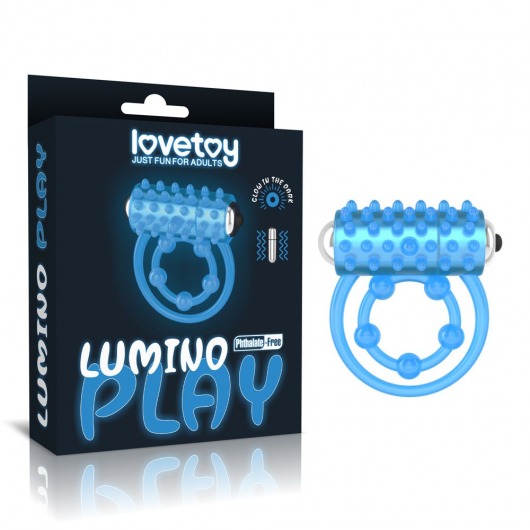 Голубое, светящееся в темноте виброкольцо Lumino Play Vibrating Penis Ring - Lovetoy - в Коврове купить с доставкой