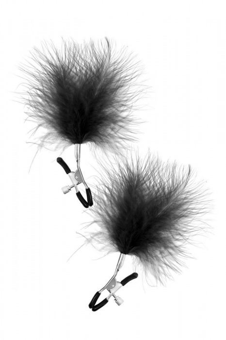 Зажимы на соски с черными пуховыми кисточками Sweet Caress Feather Nipple Clumps - Sweet Caress - купить с доставкой в Коврове
