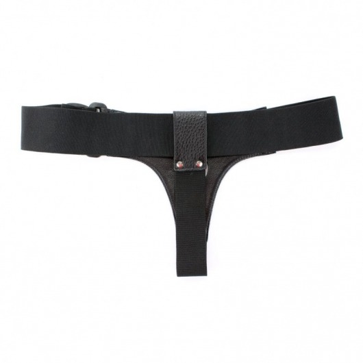 Чёрные трусики для страпона из натуральной кожи - БДСМ Арсенал - купить с доставкой в Коврове