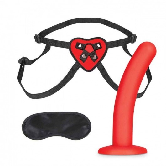 Красный поясной фаллоимитатор Red Heart Strap on Harness   5in Dildo Set - 12,25 см. - Lux Fetish - купить с доставкой в Коврове