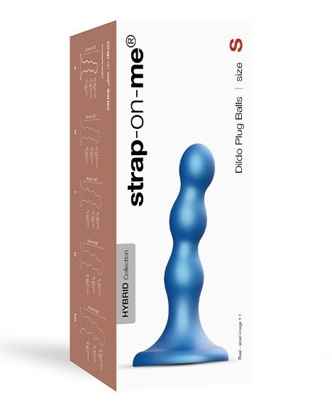 Голубая насадка Strap-On-Me Dildo Plug Balls size S - Strap-on-me - купить с доставкой в Коврове