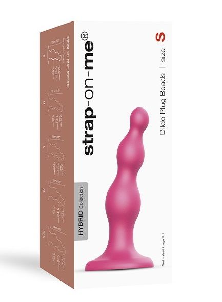Розовая насадка Strap-On-Me Dildo Plug Beads size S - Strap-on-me - купить с доставкой в Коврове
