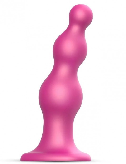 Розовая насадка Strap-On-Me Dildo Plug Beads size S - Strap-on-me - купить с доставкой в Коврове