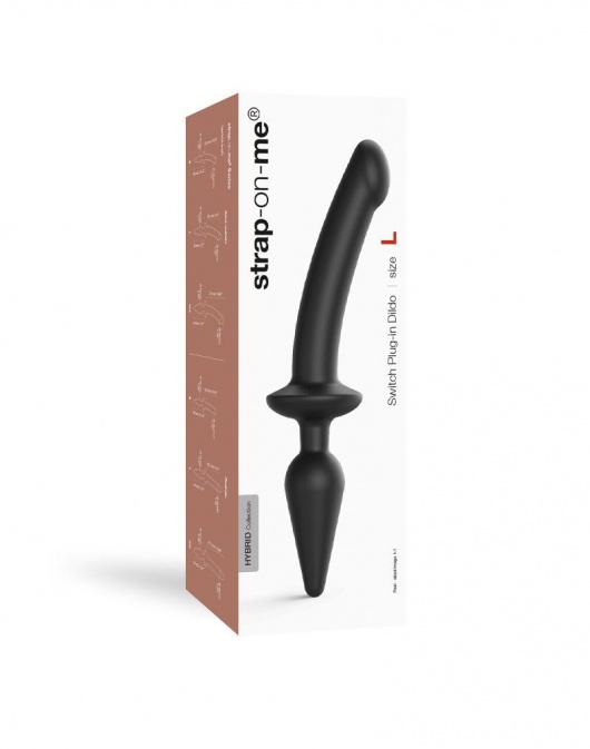 Черный двусторонний фаллоимитатор Strap-On-Me Dildo Plug-In Switch size S - Strap-on-me