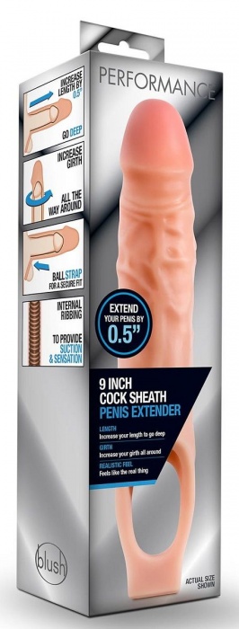 Телесная насадка на пенис 9 Inch Cock Sheath Extender - 22,2 см. - Blush Novelties - в Коврове купить с доставкой