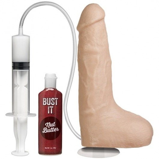 Телесный фаллоимитатор с имитацией семяизвержения Bust It Squirting Realistic Cock - 23,36 см. - Doc Johnson