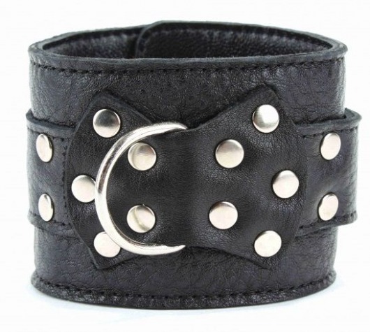 Чёрные наручники  из кожи с пряжкой - БДСМ Арсенал - купить с доставкой в Коврове