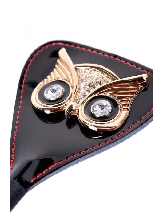 Чёрный стек с совой на кожаном наконечнике - 24 см. - ToyFa - купить с доставкой в Коврове