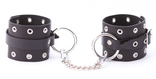 Черные кожаные оковы с люверсами - Crazy Handmade - купить с доставкой в Коврове