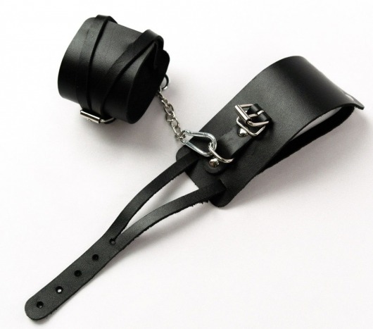 Черные кожаные оковы с креплением в виде веревочек - Crazy Handmade - купить с доставкой в Коврове