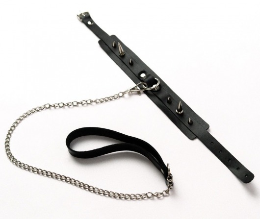 Черный ошейник с шипами и поводком - Crazy Handmade - купить с доставкой в Коврове