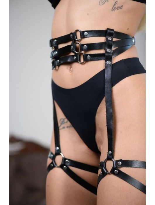 Кожаные гартеры на поясе Esteria - БДСМ Арсенал - купить с доставкой в Коврове