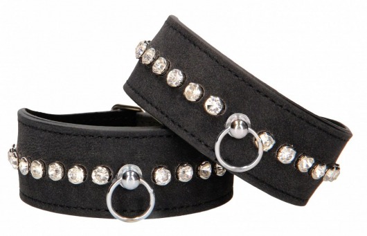 Черные поножи Diamond Studded Ankle Cuffs - Shots Media BV - купить с доставкой в Коврове