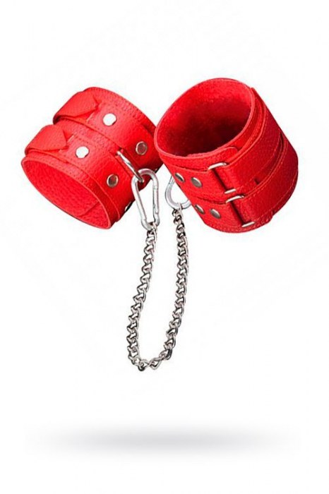 Кожаные красные оковы с цепочкой - Sitabella - купить с доставкой в Коврове