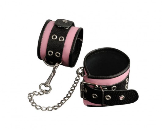 Кожаные розовые оковы с черным широким ремешком - Sitabella - купить с доставкой в Коврове
