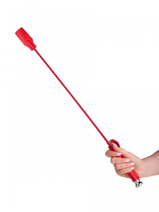 Красный стек с кожаной ручкой - 70 см. - Sitabella - купить с доставкой в Коврове