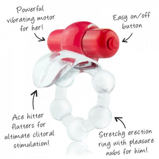 Виброкольцо с язычком и красным виброэлементом Overtime - Screaming O - в Коврове купить с доставкой