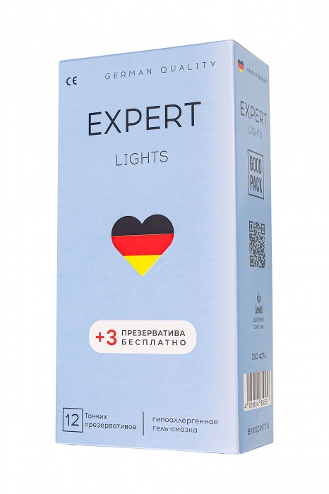 Ультратонкие презервативы EXPERT Lights - 12 шт.(+3 в подарок) - Expert - купить с доставкой в Коврове