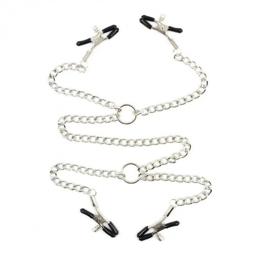 Серебристые зажимы для сосков и половых губ на тонкой цепочке - Notabu - купить с доставкой в Коврове