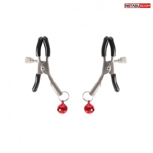 Серебристые зажимы на соски с шариками - Notabu - купить с доставкой в Коврове