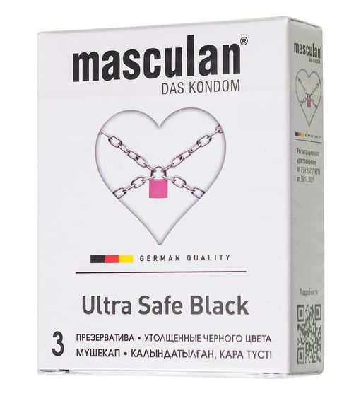 Ультрапрочные презервативы Masculan Ultra Safe Black - 3 шт. - Masculan - купить с доставкой в Коврове