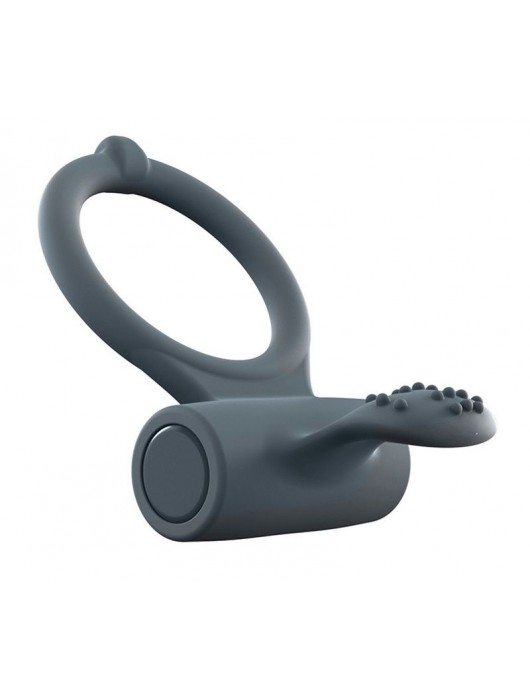 Серое перезаряжаемое эрекционное кольцо с вибрацией Power Clit - Dorcel - в Коврове купить с доставкой