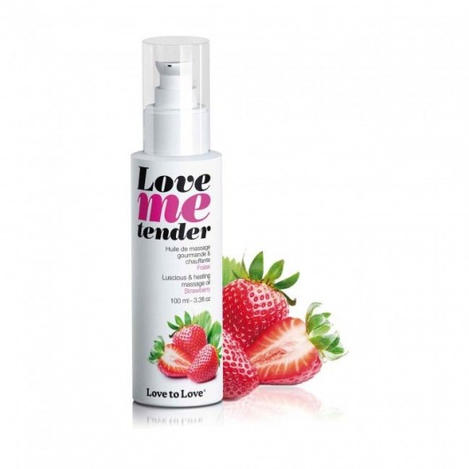 Съедобное согревающее массажное масло Love Me Tender Strawberry с ароматом клубники - 100 мл. - Love to Love - купить с доставкой в Коврове