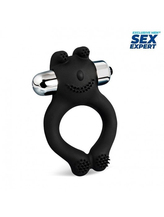 Черное силиконовое эрекционное виброкольцо Sex Expert - Sex Expert - в Коврове купить с доставкой