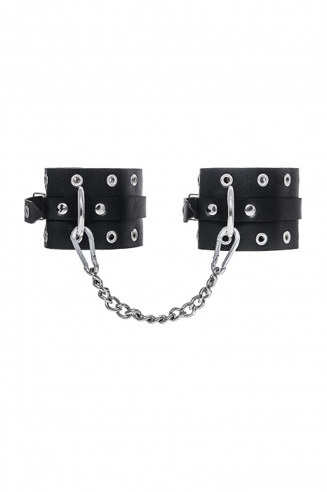 Черные кожаные однослойные оковы с люверсами - Pecado - купить с доставкой в Коврове