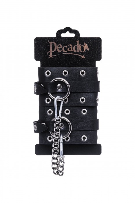 Черные кожаные однослойные оковы с люверсами - Pecado - купить с доставкой в Коврове