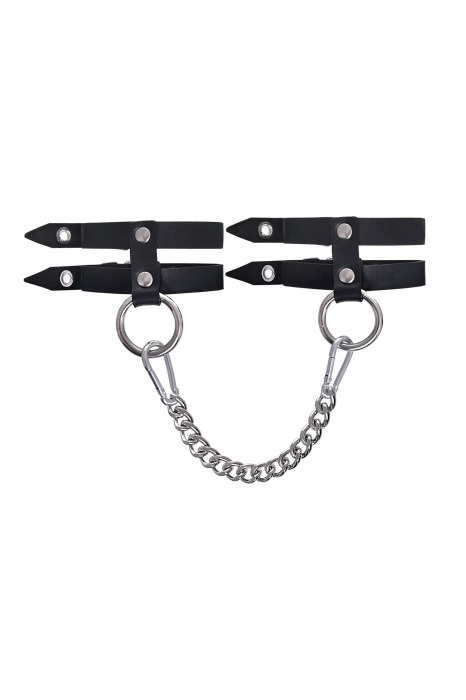Черные однослойные кожаные оковы из двух ремешков - Pecado - купить с доставкой в Коврове